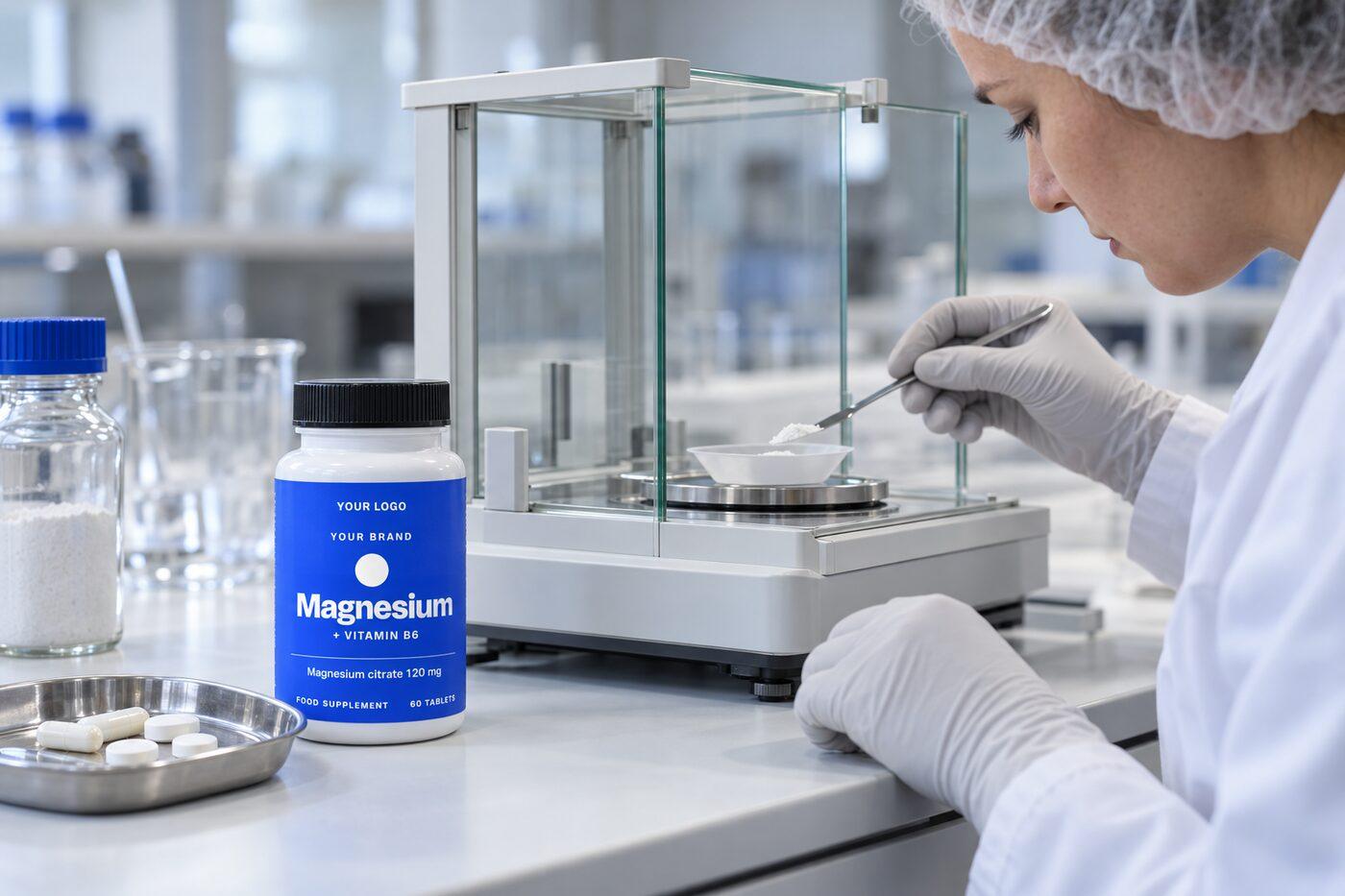 Quality control technician weighing a sample in the lab